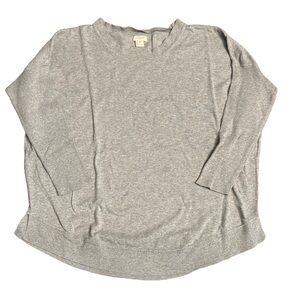 J. Crew Gray 3/4 Sleeve Mandarin Collar Sweatshirt